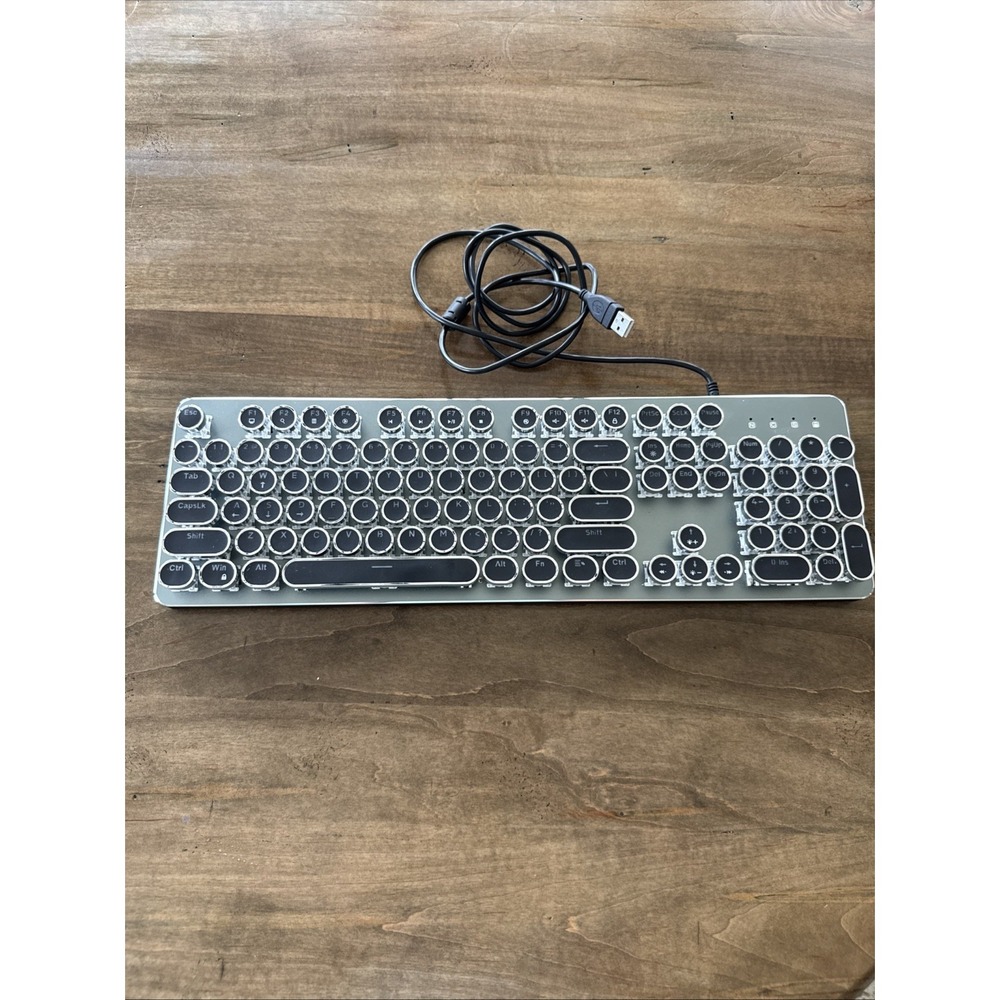 Typewriter Style Mechanical Gaming Keyboard Black Retro